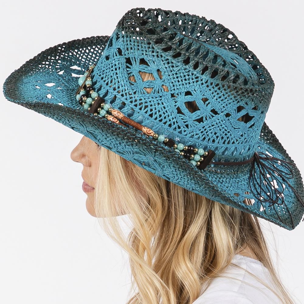 Western Woven Straw Cowgirl Hat