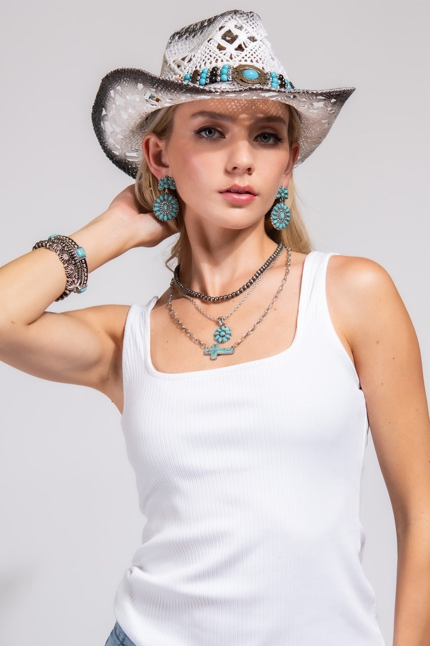 Western Woven Straw Cowgirl Hat