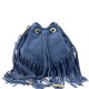 Italian Leather Leana Fringed Suede Bucket Bag