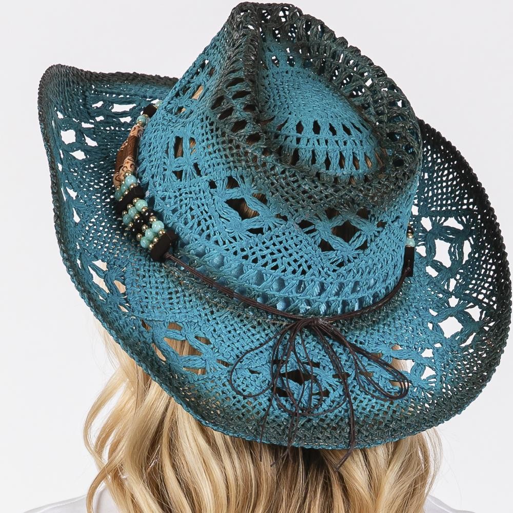 Western Woven Straw Cowgirl Hat