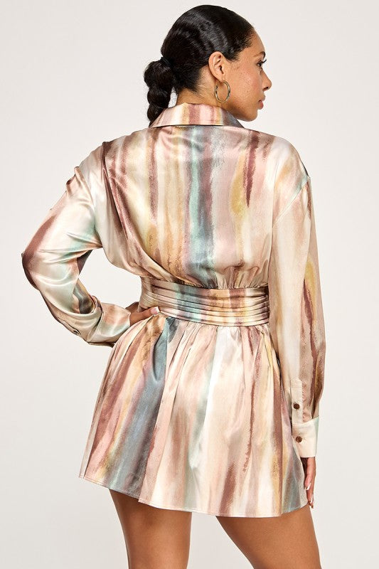 Rachel Multi Colored Button Down Shirt Dress