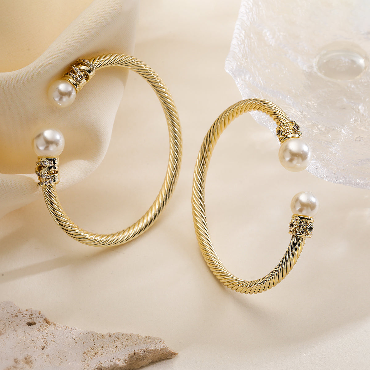 18k Gold Plated Gold Bangle with Pearls - Yayas Glam & Gift Shop