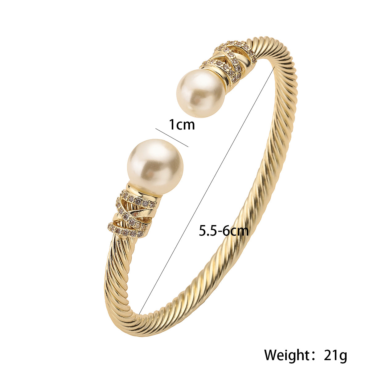 18k Gold Plated Gold Bangle with Pearls - Yayas Glam & Gift Shop