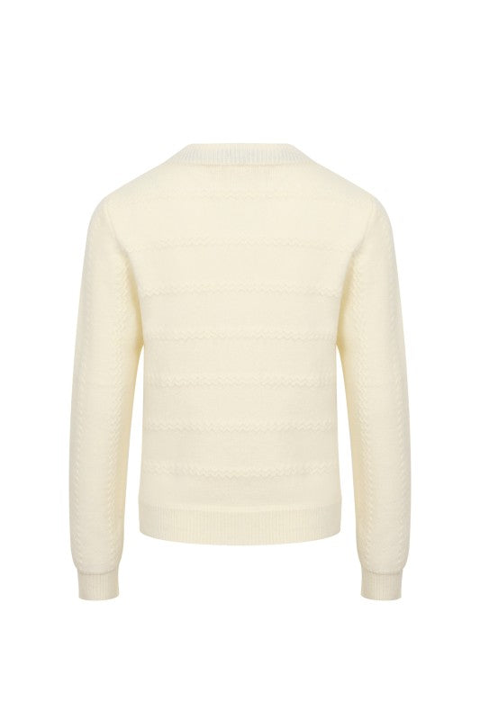 Knit Cardigan with Gold Buttons & Necktie – Luxe Soft Sweater