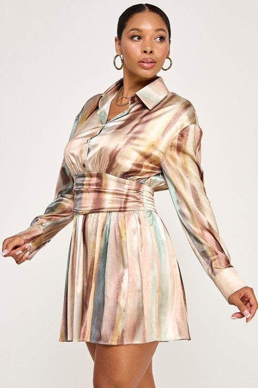 Rachel Multi Colored Button Down Shirt Dress