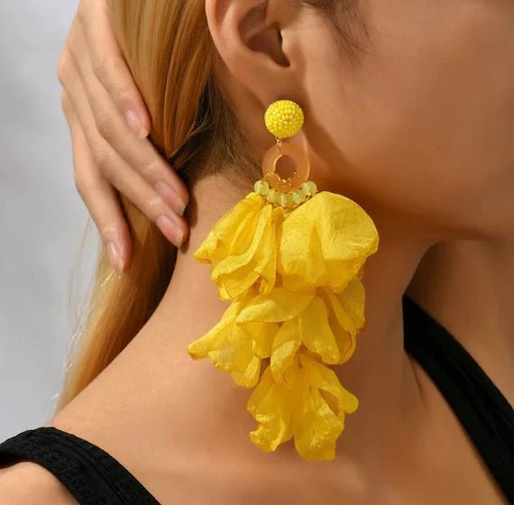 Flower Glam Earrings - Yayas Luxe Handbags - Jewelry