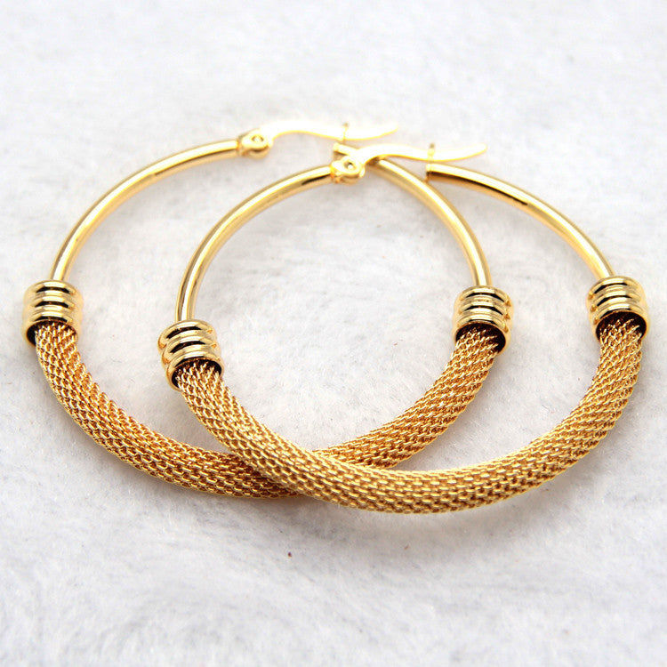 48mm Waterproof Non-Tarnish Hoop Earrings – 18K Gold & Silver | Stainless Steel