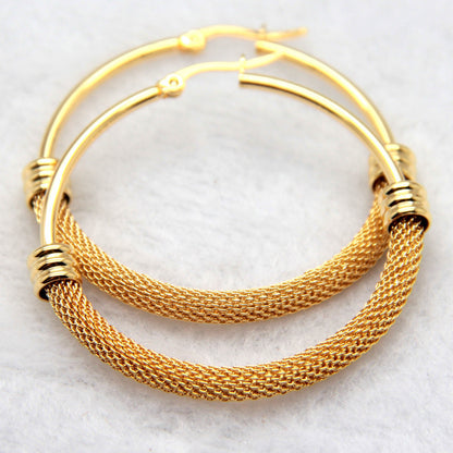 48mm Waterproof Non-Tarnish Hoop Earrings – 18K Gold & Silver | Stainless Steel