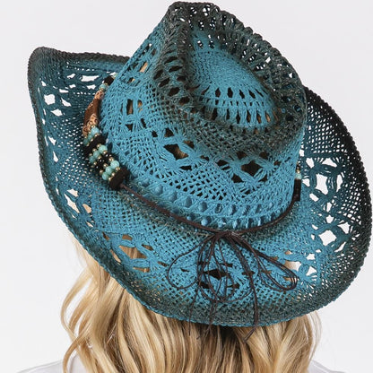 Western Woven Straw Cowgirl Hat