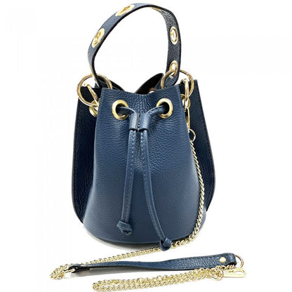 Illy Italian Leather Drawstring Bag