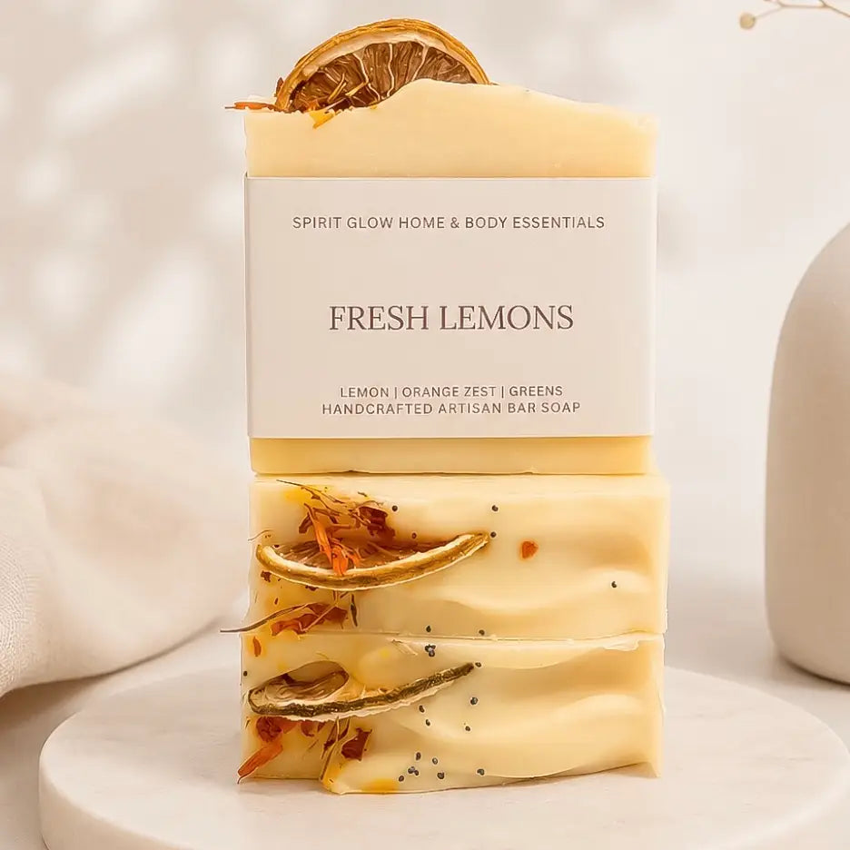 Fresh Lemons Handmade Soap | Lemon, Orange Zest & Greens | McKinney TX