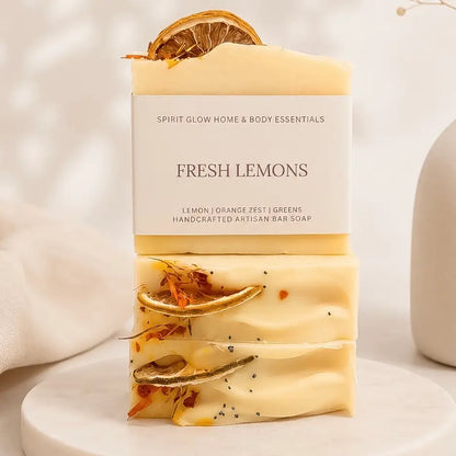 Fresh Lemons Handmade Soap | Lemon, Orange Zest & Greens | McKinney TX