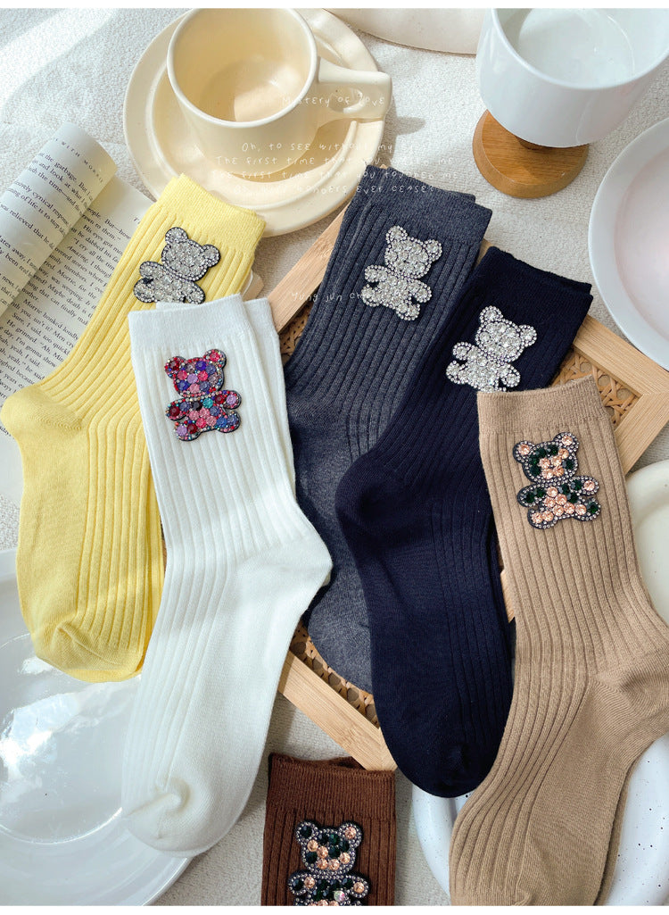 Rhinestone Bear Socks - Yayas Glam & Gift Shop