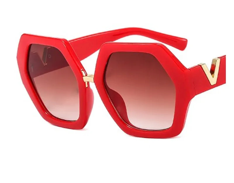 Glam Red Gold V Sunglasses