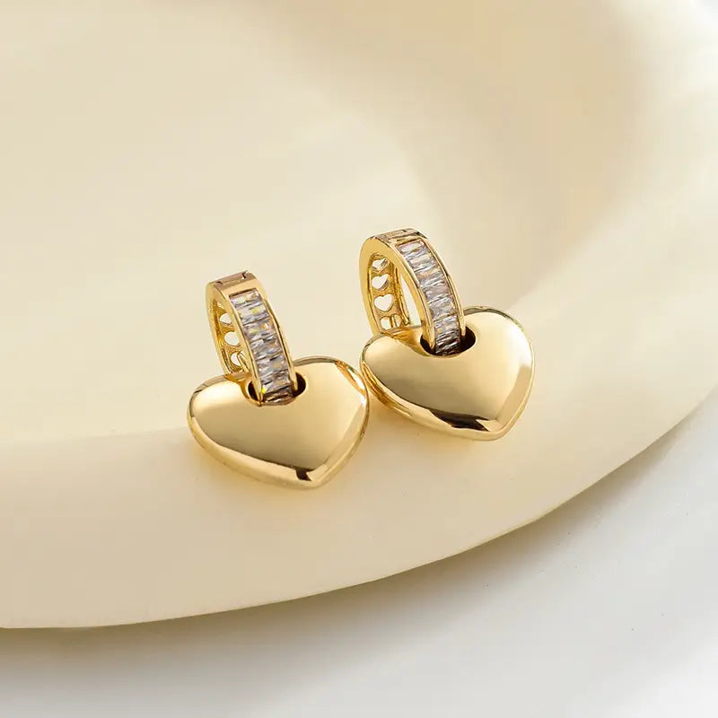 Gold Charm & Diamond Hoop Earrings