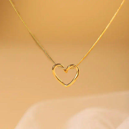 18k Gold Minimalist Simple Elegant Heart Chain Necklace - Yayas Glam & Gift Shop