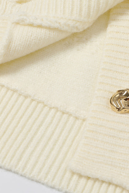 Knit Cardigan with Gold Buttons & Necktie – Luxe Soft Sweater