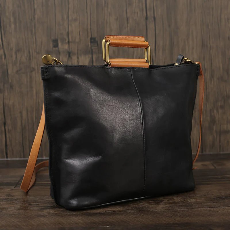 Black Leather Tote Bag - Yayas Luxe Handbags - Handbags, Wallets & Cases