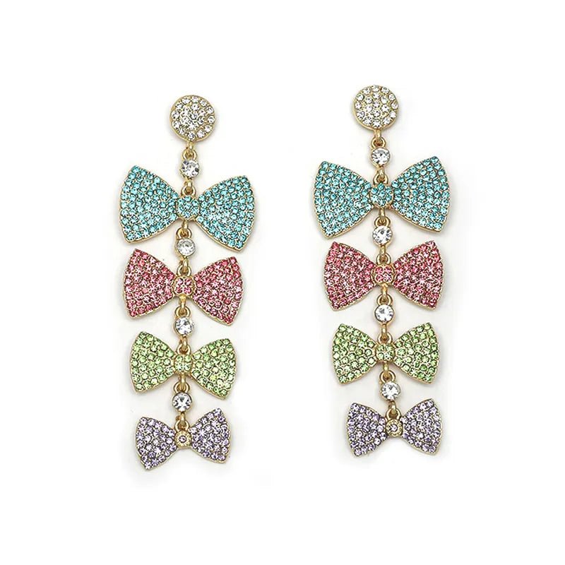 Bow Knot Rhinestone Earrings - Yayas Luxe Handbags - Jewelry