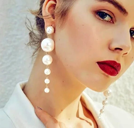 Fancy Girl Pearl Earrings Dangle Jewelry - Yaya's Luxe Handbags -