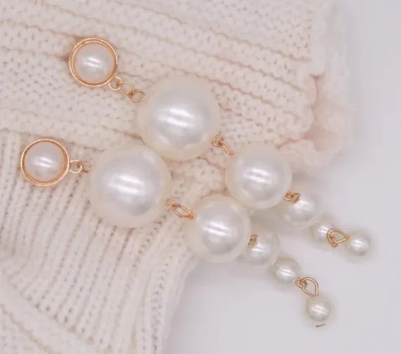 Fancy Girl Pearl Earrings Dangle Jewelry - Yaya's Luxe Handbags -