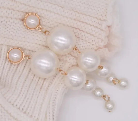 Fancy Girl Pearl Earrings Dangle Jewelry - Yaya's Luxe Handbags -