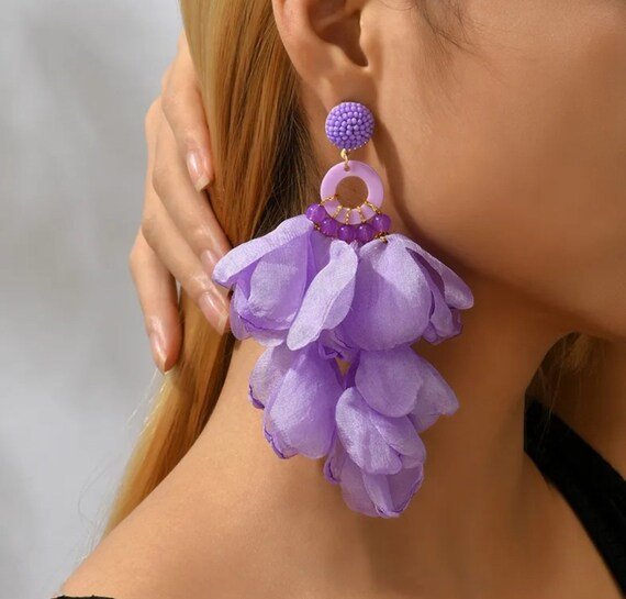 Flower Glam Earrings - Yayas Luxe Handbags - Jewelry