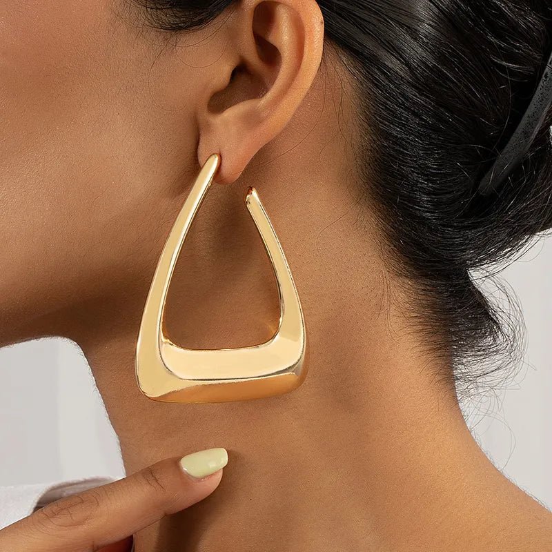 Triangular Gold Earrings - Yaya's Luxe Handbags -