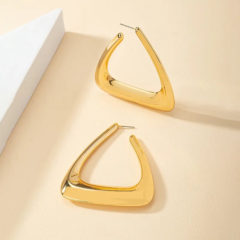 Triangular Gold Earrings - Yaya's Luxe Handbags -