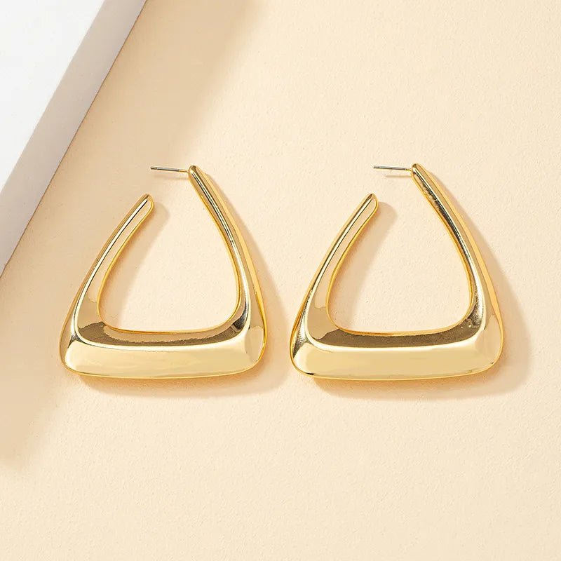 Triangular Gold Earrings - Yaya's Luxe Handbags -
