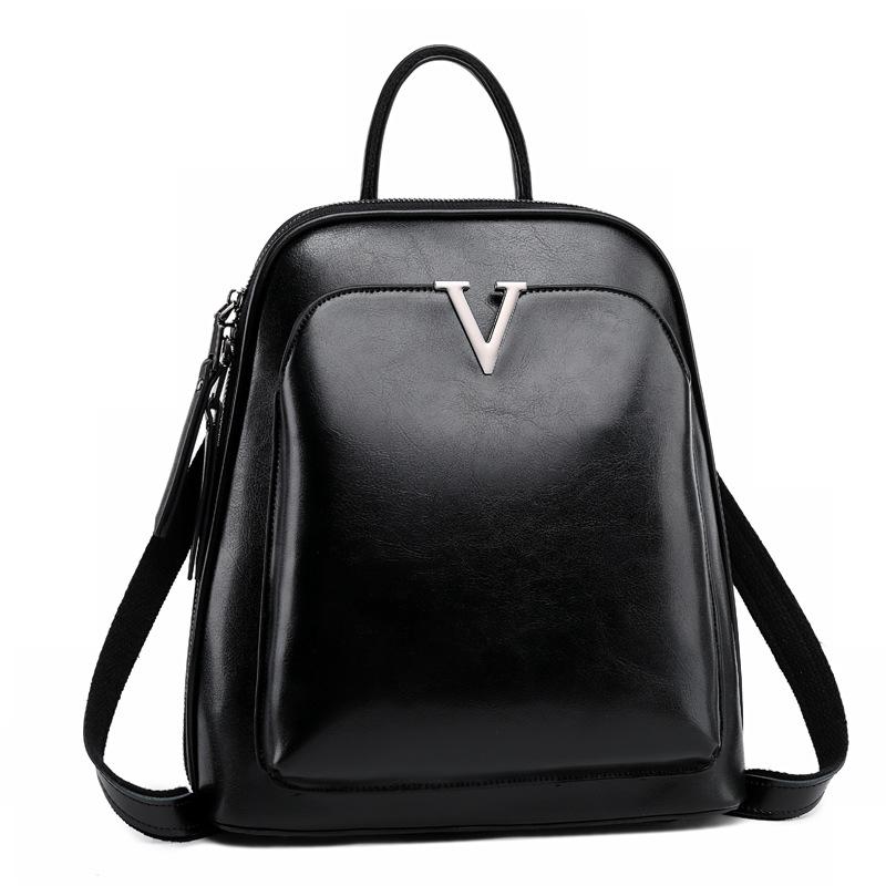 V Leather Backpack ~ Brown - Yaya's Luxe Handbags - Backpacks