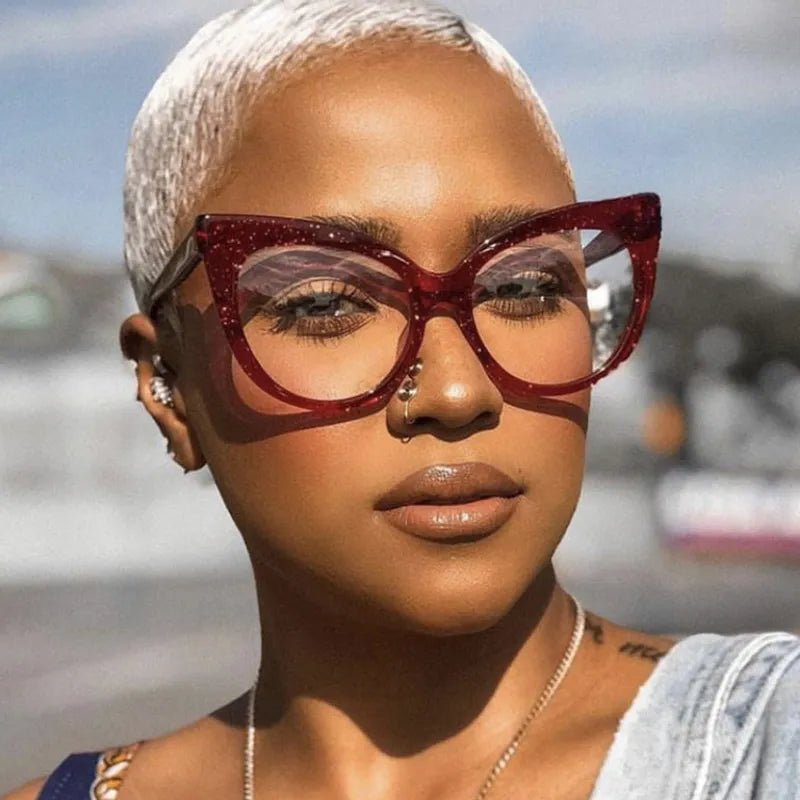 Womens Retro Red Butterfly Frame Full Frame Glasses - Yaya's Luxe Handbags -